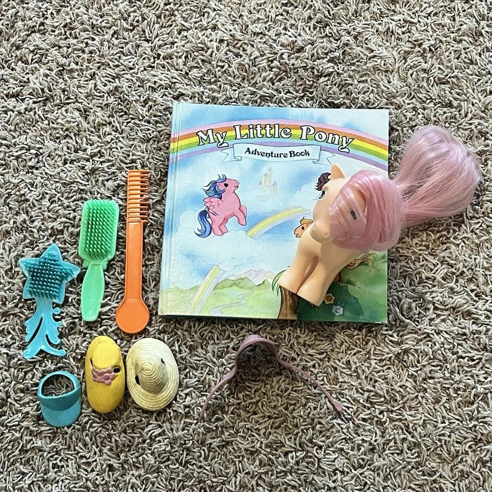 My Little Pony 1980s Lot Pretty Parlor Accessories Book, Peach Pony, Hats & More